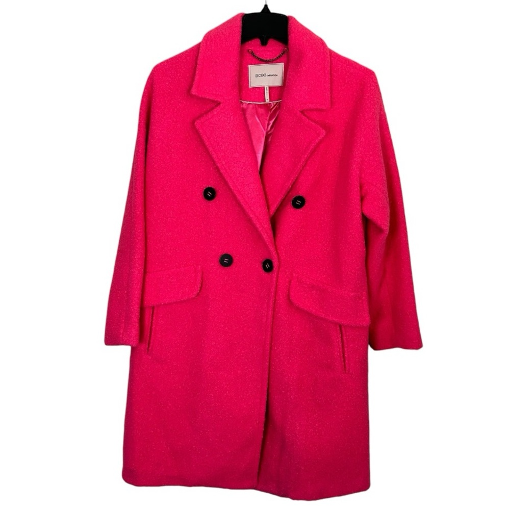 BCBG Generation - NWT - Hot Pink Tweed Boucle longline Coat - 1x Plus Size Women